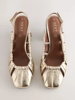 Next Or - Chaussures Forever Comfort® en Cuir à talons carrés fendus et bride arrière Clearance