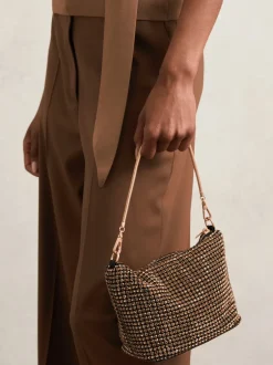 Reiss Or - Pochette à bracelet en cristal Leah New