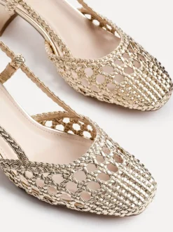 Linzi Or - Sandales Sandria tissées à la main à bride arrière Discount