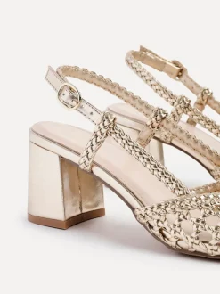 Linzi Or - Sandales Sandria tissées à la main à bride arrière Discount