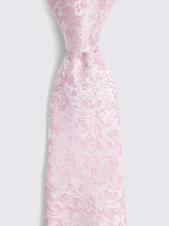 MOSS - Cravate en soie tourbillonnante Fleurie Or pâle Discount