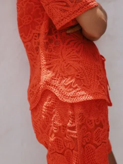 Next Orange - Chemise à manches courtes au crochet Sale