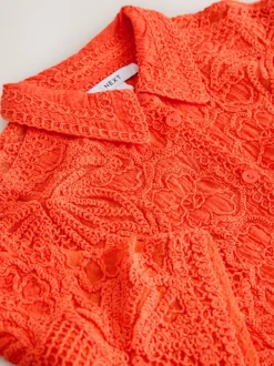 Next Orange - Chemise à manches courtes au crochet Sale
