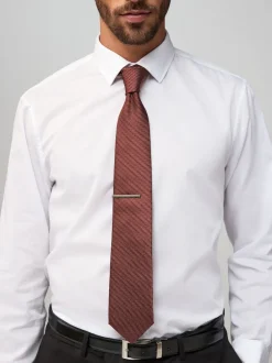 Next - Cravate texturée avec pince à cravate Orange Online