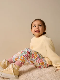 Next Orange à petites fleurs - Leggings côtelés (3mois-7ans)