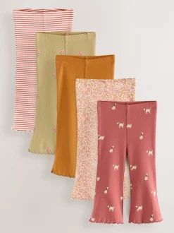 Next Orange automnal - Lot de 5 leggings évasés (3mois-7ans) Clearance