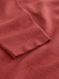 Next - Col zippé - Polo N.premium en maille à manches longues haut de gamme à manches longues Orange brûlé Sale