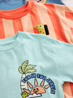 Next - Lot de 3 t-shirts graphiques à manches courtes (3mois7ans) Orange motif safari Clearance