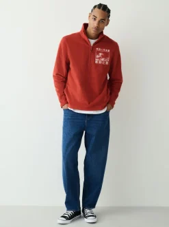 Next Orange rouillé - Polaire Polar zippée Hokusai sous licence graphique en entonnoir Best