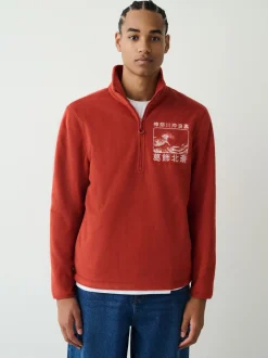 Next Orange rouillé - Polaire Polar zippée Hokusai sous licence graphique en entonnoir Best