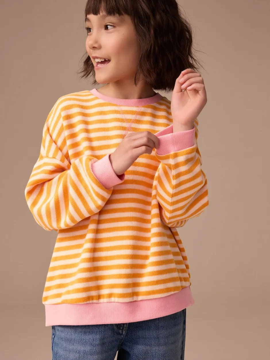 Next - Sweat-shirt oversize côtelé confortable (9mois-16ans) Orange/rose Discount