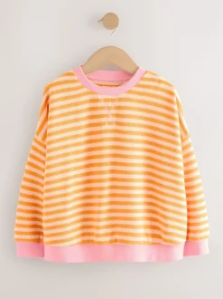 Next - Sweat-shirt oversize côtelé confortable (9mois-16ans) Orange/rose Discount