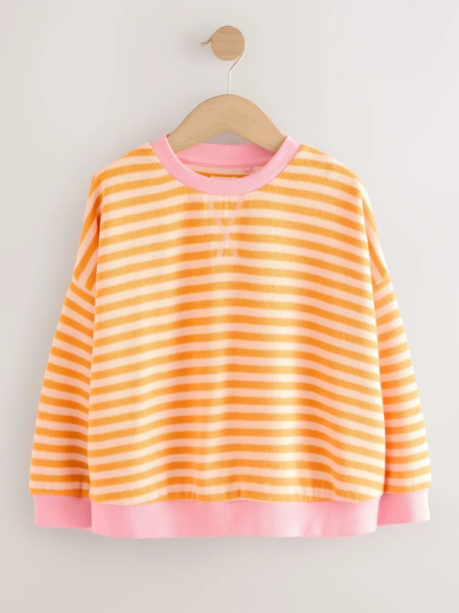 Next - Sweat-shirt oversize côtelé confortable (9mois-16ans) Orange/rose Discount