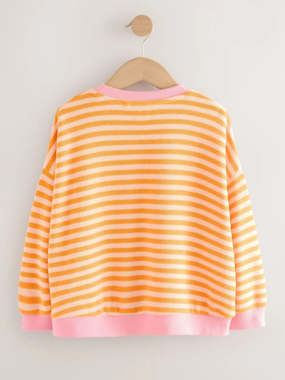 Next - Sweat-shirt oversize côtelé confortable (9mois-16ans) Orange/rose Discount