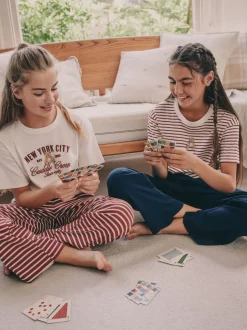 Next Ours à rayures bordeaux/Écru - Lot de 2 pyjamas à taille pliée douce (4-16ans) Outlet