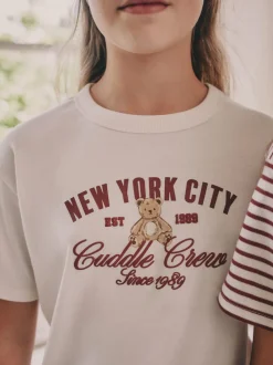 Next Ours à rayures bordeaux/Écru - Lot de 2 pyjamas à taille pliée douce (4-16ans) Outlet