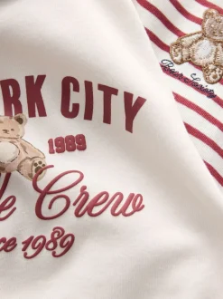 Next Ours à rayures bordeaux/Écru - Lot de 2 pyjamas à taille pliée douce (4-16ans) Outlet