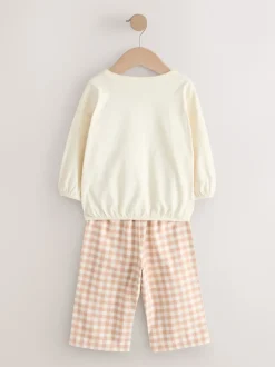 Next Ours Aspen écru/marron - Ensemble pyjama sweat-shirt avec bas tissé (9mois10ans) Best