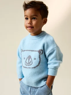 Next - Personnage Pull Col rond en maille (3mois-7ans) Ours bleu Discount