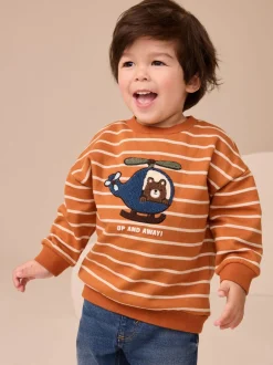 Next - Sweat imprimé All-over Col rond (3mois -7ans) Ours brun fauve à rayures écrues Best