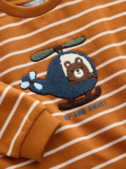 Next - Sweat imprimé All-over Col rond (3mois -7ans) Ours brun fauve à rayures écrues Best