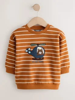 Next - Sweat imprimé All-over Col rond (3mois -7ans) Ours brun fauve à rayures écrues Best