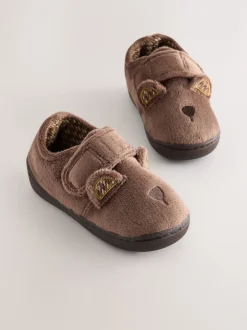 Next - Chaussons Cupsole doublés chauds ours marron Sale