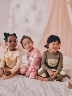 Next Ours marron/étoile - Lot de 3 pyjamas Snuggle (9mois-9ans)