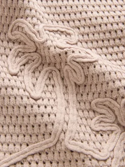 Next Palmiers neutres - Polo texturé en maille à manches courtes avec col révéré (3mois7ans) Sale