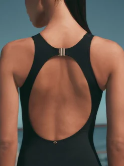 Next Panneau en maille noire - Maillot de bain gainant Tummy à col montant Online