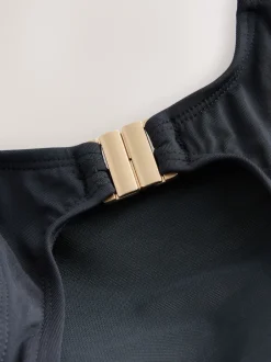 Next Panneau en maille noire - Maillot de bain gainant Tummy à col montant Online