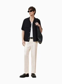 All Saints Pantalon AllSaints Slim Cross Tallis en lin Blend Discount