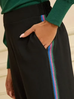 Love & Roses Pantalons métallisé à rayures latérales Jambe large Sale