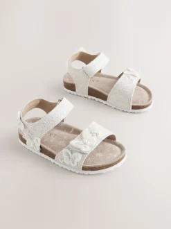 Next papillon pailleté Blanc - Sandales à fermeture tactile avec assise en liège Outlet