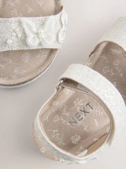 Next papillon pailleté Blanc - Sandales à fermeture tactile avec assise en liège Outlet