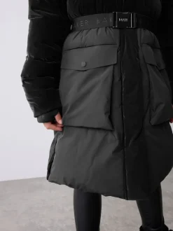 Baker by Ted Baker Parka longue imperméable à ceinture noire rembourrée Discount