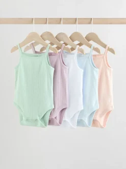 Next pastel - Lot de 5 bodys débardeurs en maille pointelle pour bébé Online