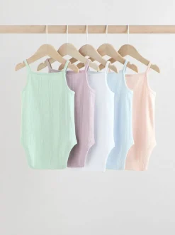 Next pastel - Lot de 5 bodys débardeurs en maille pointelle pour bébé Online