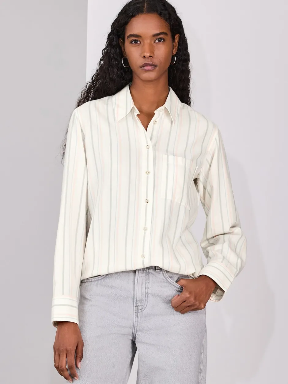 Next Pastel rayé - 100Chemises décontractées en coton à boutons Manches longues Chemises décontractées Discount