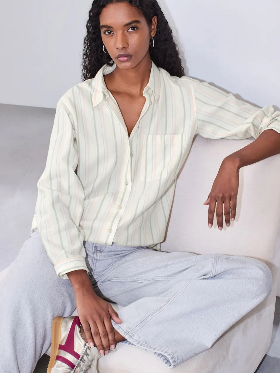 Next Pastel rayé - 100Chemises décontractées en coton à boutons Manches longues Chemises décontractées Discount