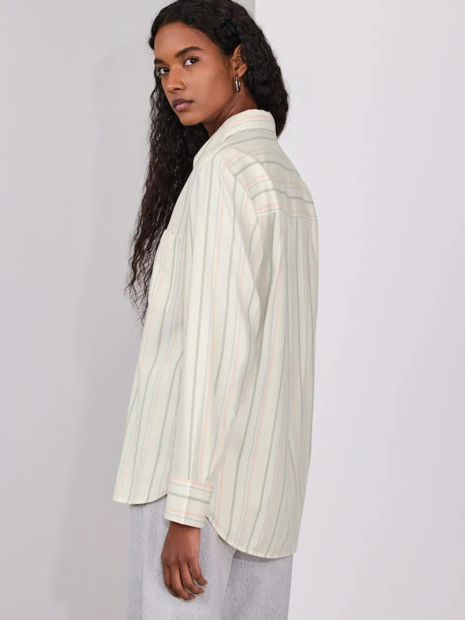 Next Pastel rayé - 100Chemises décontractées en coton à boutons Manches longues Chemises décontractées Discount