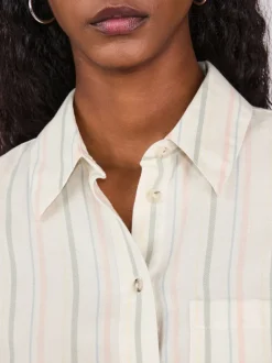 Next Pastel rayé - 100Chemises décontractées en coton à boutons Manches longues Chemises décontractées Discount