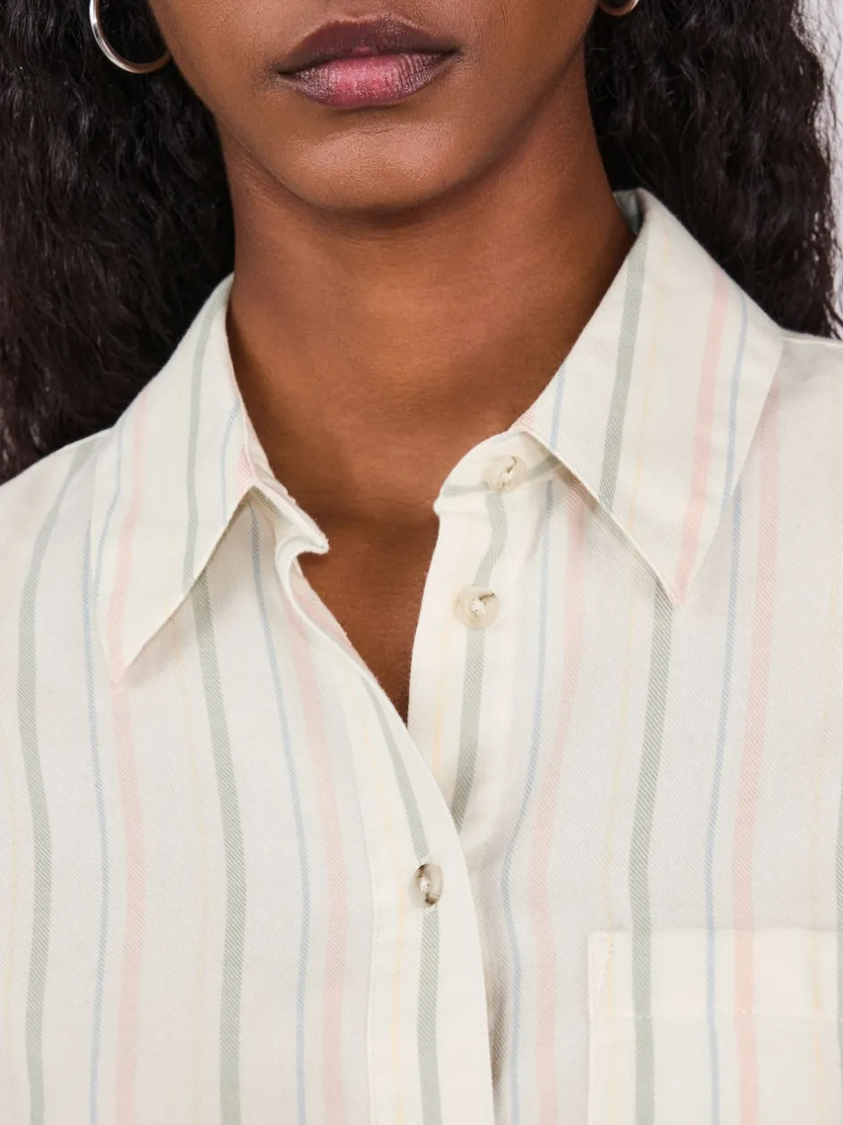 Next Pastel rayé - 100Chemises décontractées en coton à boutons Manches longues Chemises décontractées Discount