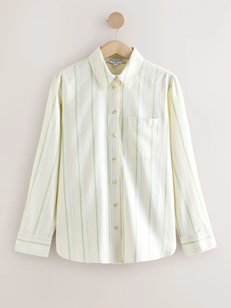 Next Pastel rayé - 100Chemises décontractées en coton à boutons Manches longues Chemises décontractées Discount