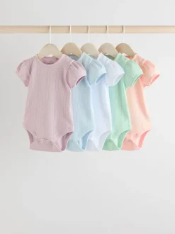 Next Pastels - Lot de 5 bodys pointelle à manches courtes pour bébé Sale