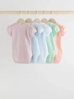 Next Pastels - Lot de 5 bodys pointelle à manches courtes pour bébé Sale