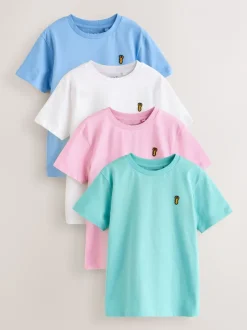 Next - T-shirt brodé Manches courtes Stag 4 Pack (3-16ans) Pastels Hot