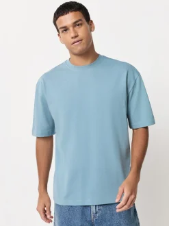 Next Pastels vert/bleu/écru/ardoise/rose - Lot de 5 t-shirts épais à coupe décontractée Discount