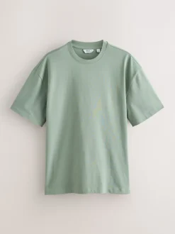 Next Pastels vert/bleu/écru/ardoise/rose - Lot de 5 t-shirts épais à coupe décontractée Discount