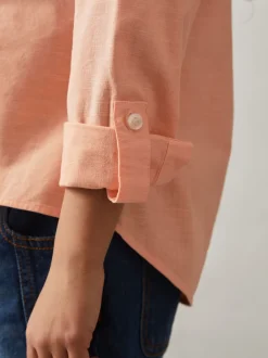 Reiss pêche - Chemise à poignets roulés en lin Leora Outlet